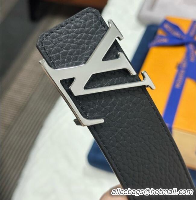 Well Crafted Louis Vuitton Reversible Togo Grained Leather Belt 4cm with LV Buckle LV091202 Black/Silver 2025