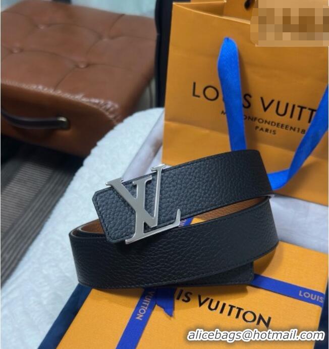Well Crafted Louis Vuitton Reversible Togo Grained Leather Belt 4cm with LV Buckle LV091202 Black/Silver 2025