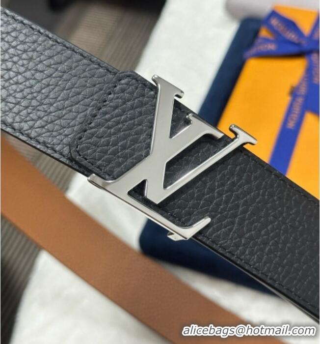 Well Crafted Louis Vuitton Reversible Togo Grained Leather Belt 4cm with LV Buckle LV091202 Black/Silver 2025