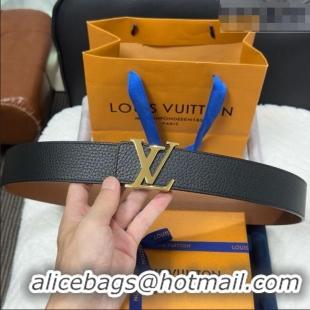 Grade Quality Louis Vuitton Reversible Togo Grained Leather Belt 4cm with LV Buckle LV091202 Black/Gold 2025