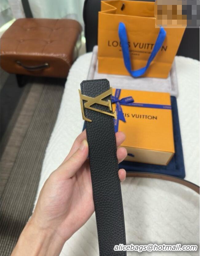 Grade Quality Louis Vuitton Reversible Togo Grained Leather Belt 4cm with LV Buckle LV091202 Black/Gold 2025