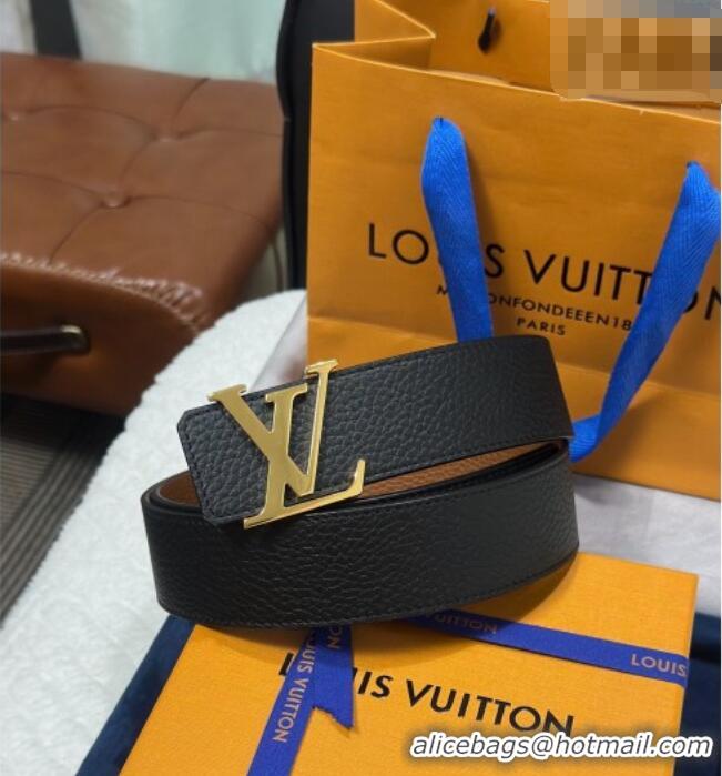 Grade Quality Louis Vuitton Reversible Togo Grained Leather Belt 4cm with LV Buckle LV091202 Black/Gold 2025