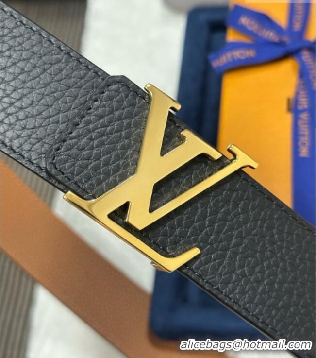Grade Quality Louis Vuitton Reversible Togo Grained Leather Belt 4cm with LV Buckle LV091202 Black/Gold 2025