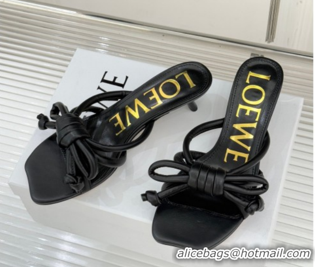 Most Popular Loewe Flamenco Knot Heel Slides Sandal 3.5cm in Lambskin Leather Black 2026 60226001