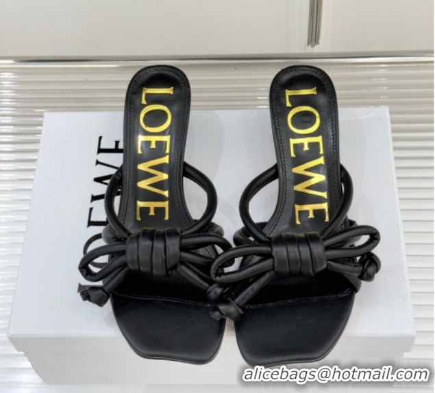 Most Popular Loewe Flamenco Knot Heel Slides Sandal 3.5cm in Lambskin Leather Black 2026 60226001