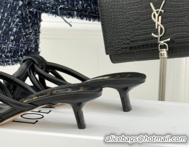 Most Popular Loewe Flamenco Knot Heel Slides Sandal 3.5cm in Lambskin Leather Black 2026 60226001