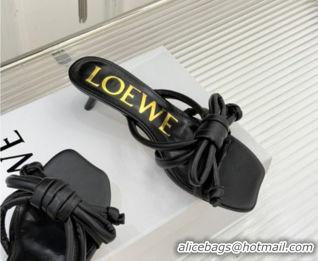 Most Popular Loewe Flamenco Knot Heel Slides Sandal 3.5cm in Lambskin Leather Black 2026 60226001