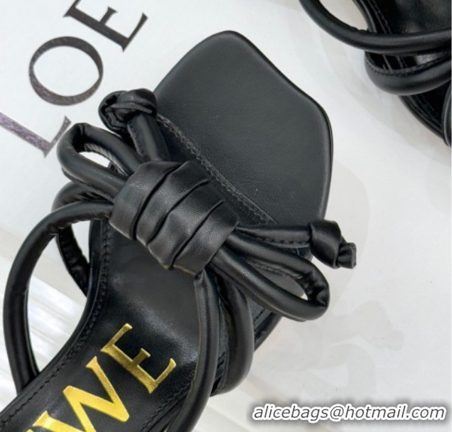 Most Popular Loewe Flamenco Knot Heel Slides Sandal 3.5cm in Lambskin Leather Black 2026 60226001