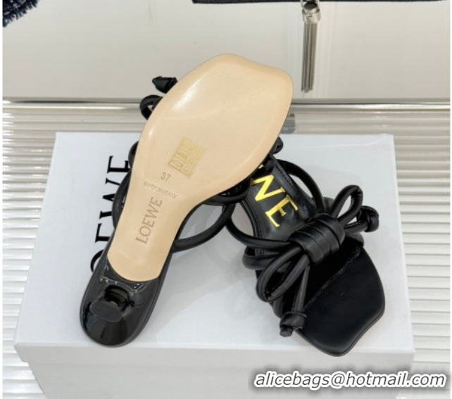 Most Popular Loewe Flamenco Knot Heel Slides Sandal 3.5cm in Lambskin Leather Black 2026 60226001