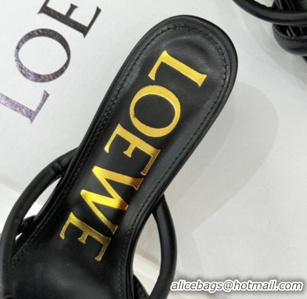 Most Popular Loewe Flamenco Knot Heel Slides Sandal 3.5cm in Lambskin Leather Black 2026 60226001