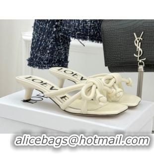 Buy Discount Loewe Flamenco Knot Heel Slides Sandal 3.5cm in Lambskin Leather Butter White 2026 60226002