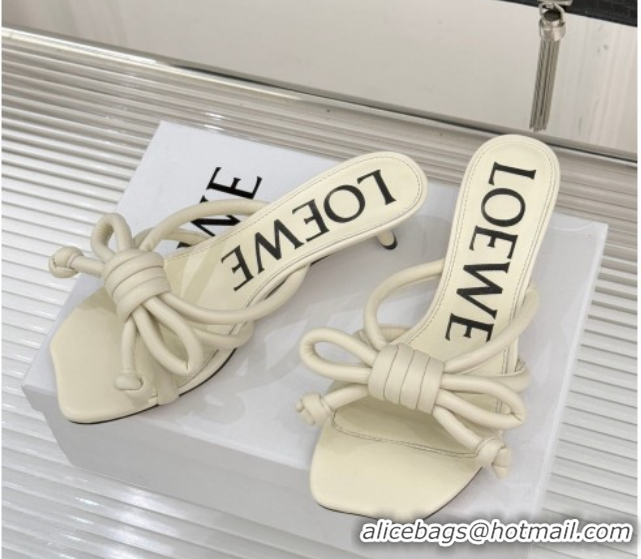 Buy Discount Loewe Flamenco Knot Heel Slides Sandal 3.5cm in Lambskin Leather Butter White 2026 60226002