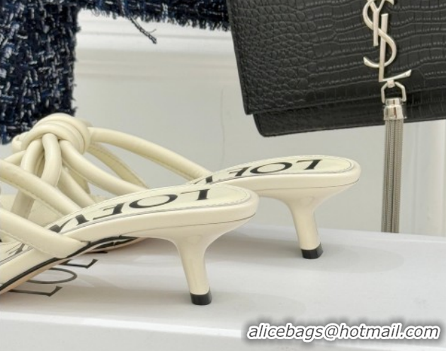 Buy Discount Loewe Flamenco Knot Heel Slides Sandal 3.5cm in Lambskin Leather Butter White 2026 60226002