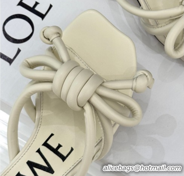 Buy Discount Loewe Flamenco Knot Heel Slides Sandal 3.5cm in Lambskin Leather Butter White 2026 60226002