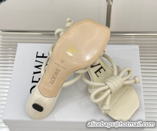 Buy Discount Loewe Flamenco Knot Heel Slides Sandal 3.5cm in Lambskin Leather Butter White 2026 60226002