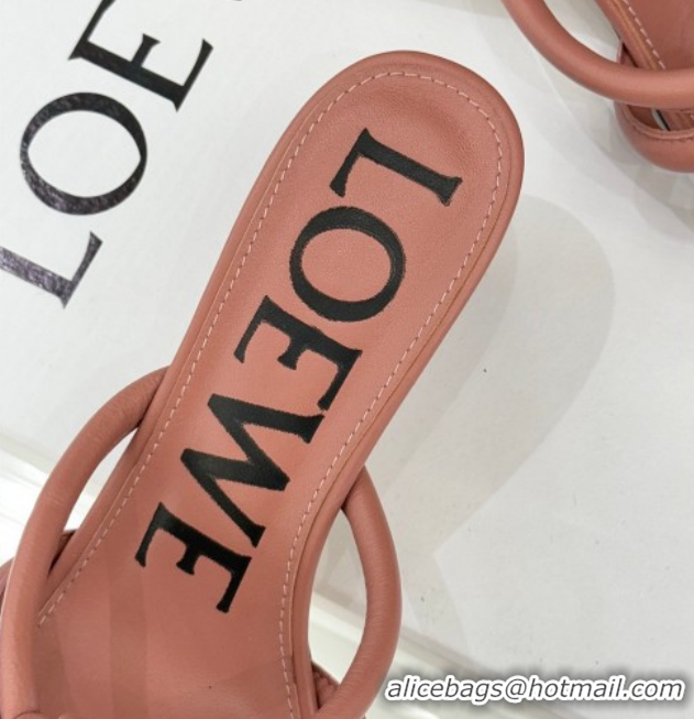 Top Grade Loewe Flamenco Knot Heel Slides Sandal 3.5cm in Lambskin Leather Blush Pink 2026 0226004