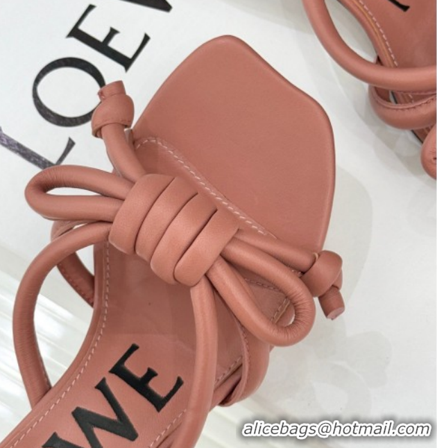 Top Grade Loewe Flamenco Knot Heel Slides Sandal 3.5cm in Lambskin Leather Blush Pink 2026 0226004