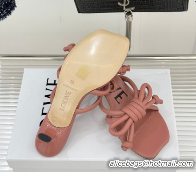 Top Grade Loewe Flamenco Knot Heel Slides Sandal 3.5cm in Lambskin Leather Blush Pink 2026 0226004