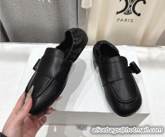 Pretty Style Loewe Toggle Loafers in Shiny Smooth Calfskin Leather Black 2026 0226009