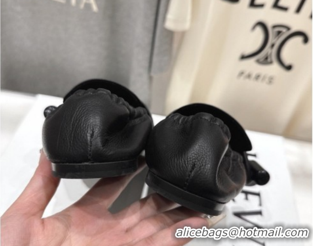 Pretty Style Loewe Toggle Loafers in Shiny Smooth Calfskin Leather Black 2026 0226009