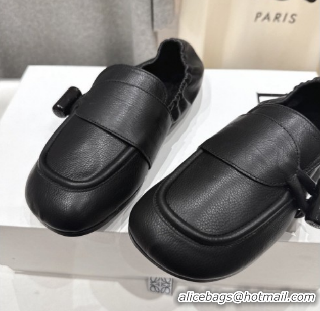 Pretty Style Loewe Toggle Loafers in Shiny Smooth Calfskin Leather Black 2026 0226009