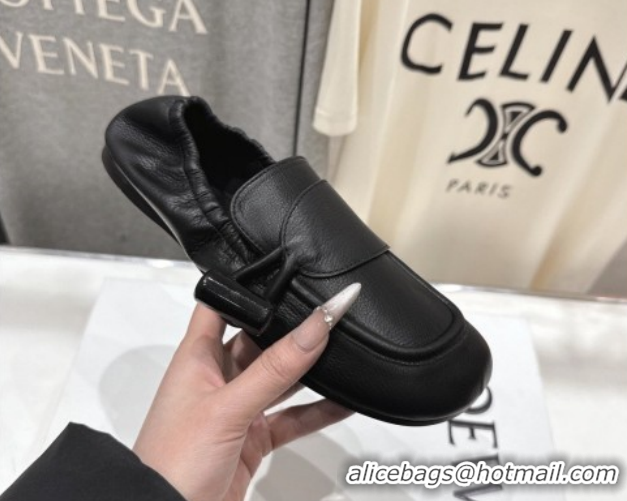 Pretty Style Loewe Toggle Loafers in Shiny Smooth Calfskin Leather Black 2026 0226009