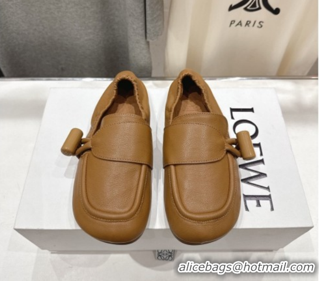 Best Product Loewe Toggle Loafers in Shiny Smooth Calfskin Leather Oak Brown 2026 0226010