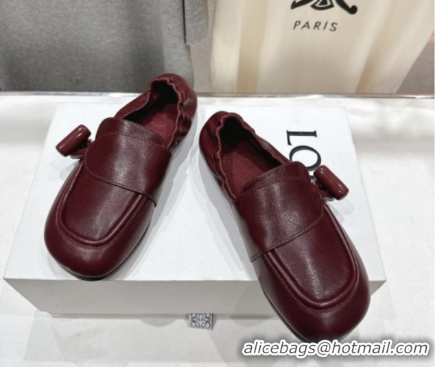 Buy Luxury Loewe Toggle Loafers in Shiny Smooth Calfskin Leather Burnt Red 2026 0226011