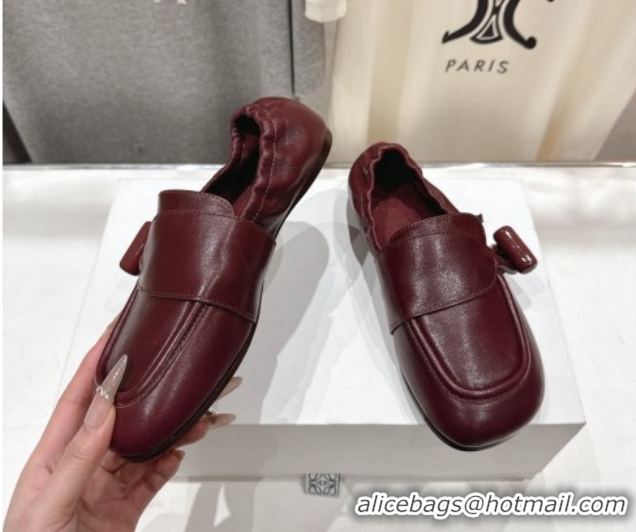 Buy Luxury Loewe Toggle Loafers in Shiny Smooth Calfskin Leather Burnt Red 2026 0226011