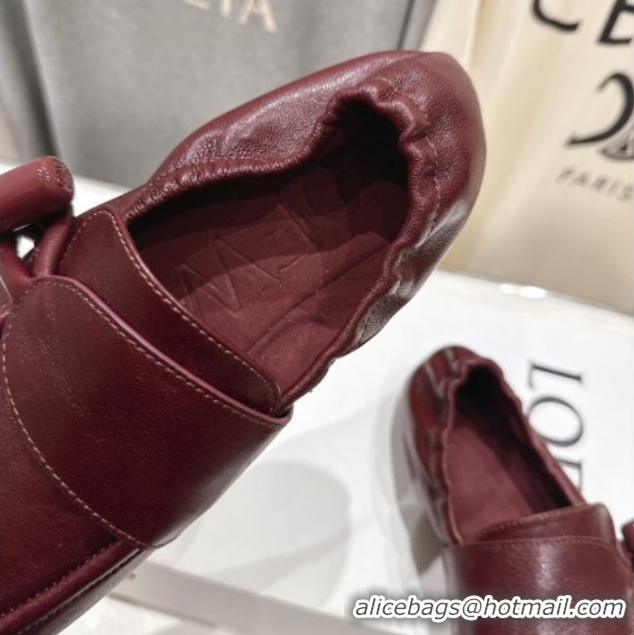 Buy Luxury Loewe Toggle Loafers in Shiny Smooth Calfskin Leather Burnt Red 2026 0226011