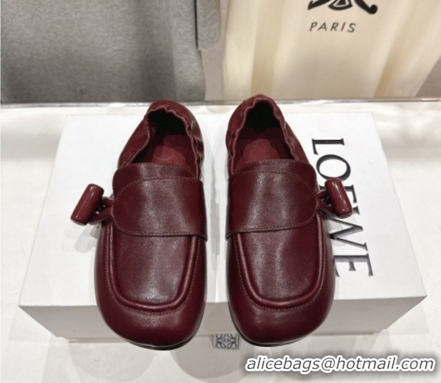 Buy Luxury Loewe Toggle Loafers in Shiny Smooth Calfskin Leather Burnt Red 2026 0226011