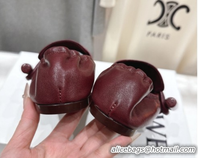 Buy Luxury Loewe Toggle Loafers in Shiny Smooth Calfskin Leather Burnt Red 2026 0226011