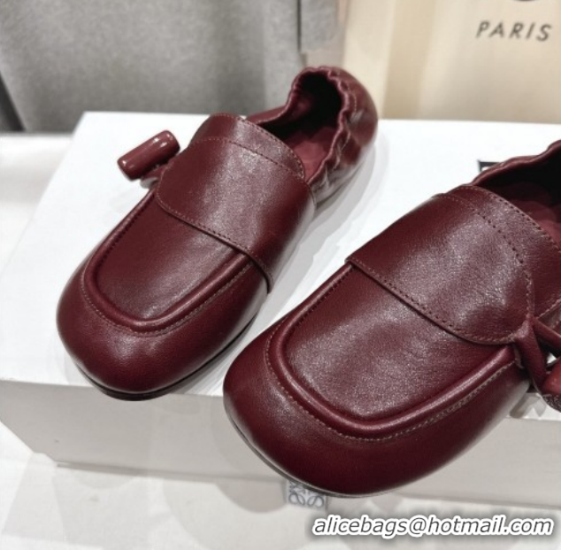 Buy Luxury Loewe Toggle Loafers in Shiny Smooth Calfskin Leather Burnt Red 2026 0226011