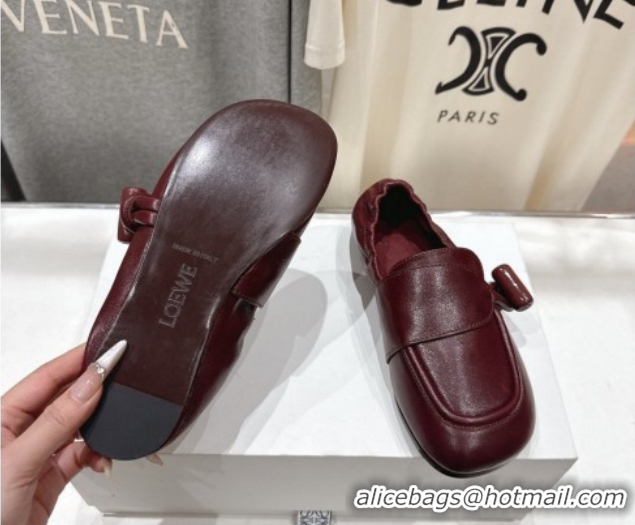 Buy Luxury Loewe Toggle Loafers in Shiny Smooth Calfskin Leather Burnt Red 2026 0226011