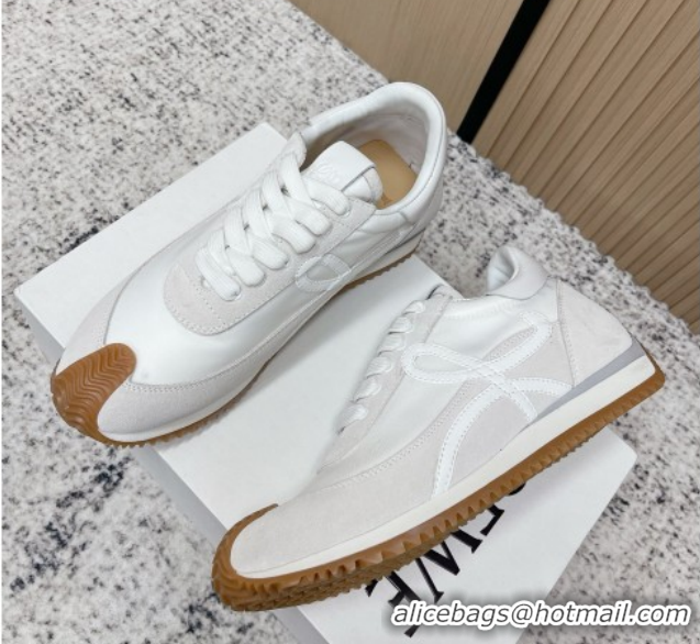Classic Hot Loewe Flow Runner Sneakers in Nylon and Suede White/Grey 1 2026 0226012