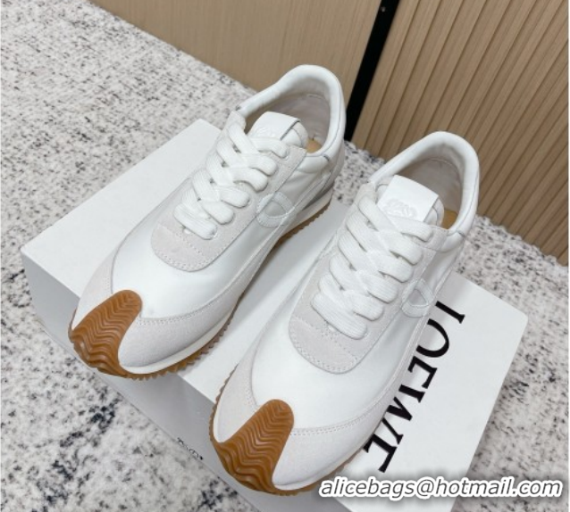 Classic Hot Loewe Flow Runner Sneakers in Nylon and Suede White/Grey 1 2026 0226012