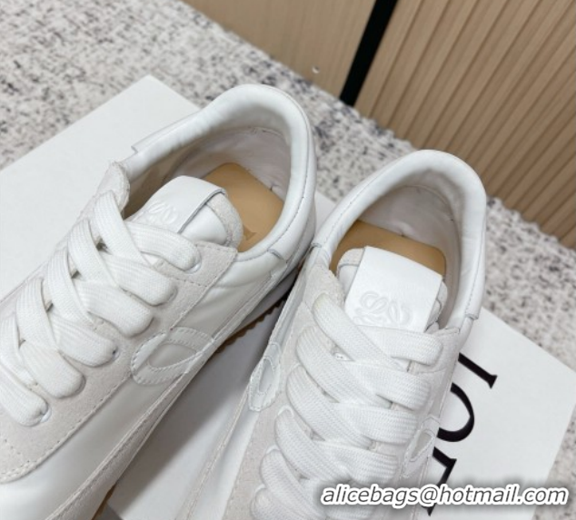 Classic Hot Loewe Flow Runner Sneakers in Nylon and Suede White/Grey 1 2026 0226012