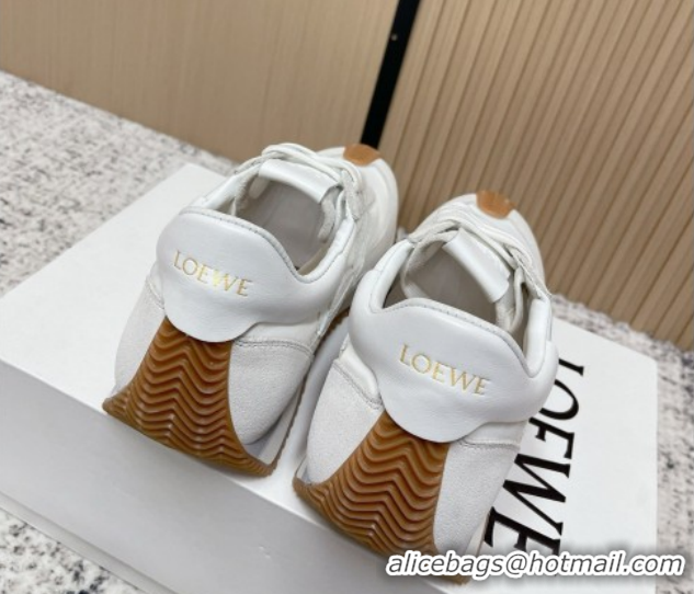 Classic Hot Loewe Flow Runner Sneakers in Nylon and Suede White/Grey 1 2026 0226012
