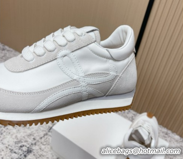 Classic Hot Loewe Flow Runner Sneakers in Nylon and Suede White/Grey 1 2026 0226012