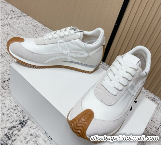 Classic Hot Loewe Flow Runner Sneakers in Nylon and Suede White/Grey 1 2026 0226012