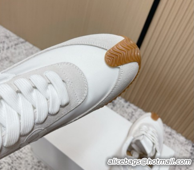 Classic Hot Loewe Flow Runner Sneakers in Nylon and Suede White/Grey 1 2026 0226012