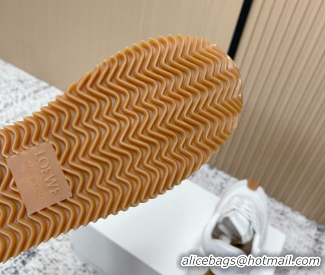 Classic Hot Loewe Flow Runner Sneakers in Nylon and Suede White/Grey 1 2026 0226012