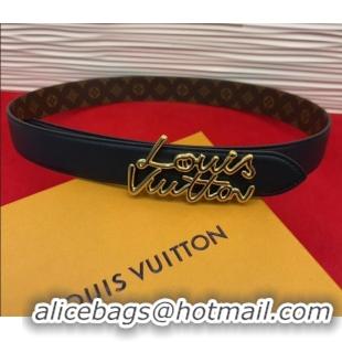 Well Crafted Louis Vuitton LV Script Belt 3cm in Monogram Canvas and Leather M4515 Black/Gold 2025