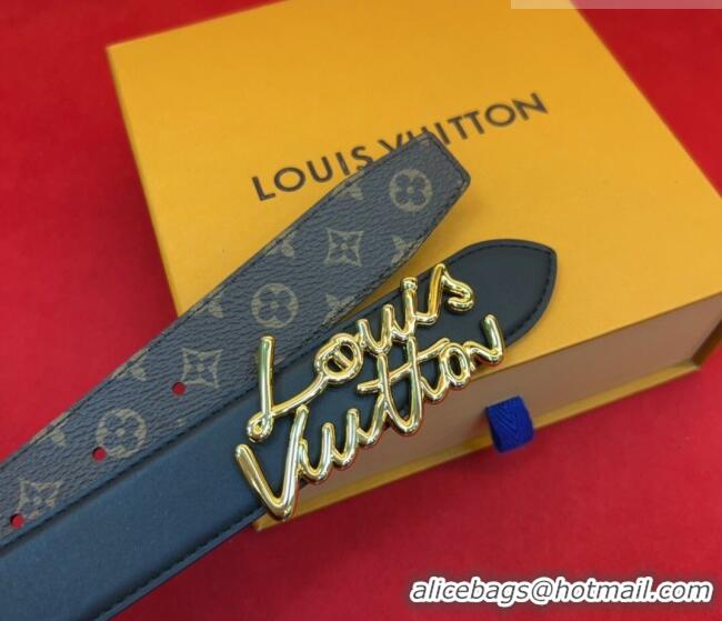 Well Crafted Louis Vuitton LV Script Belt 3cm in Monogram Canvas and Leather M4515 Black/Gold 2025