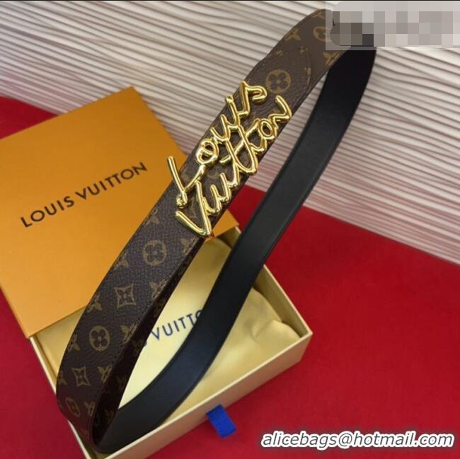 Well Crafted Louis Vuitton LV Script Belt 3cm in Monogram Canvas and Leather M4515 Black/Gold 2025