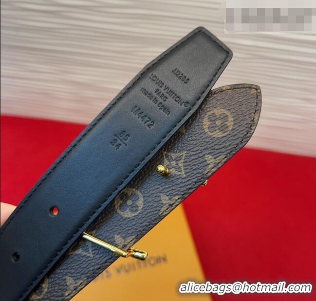 Well Crafted Louis Vuitton LV Script Belt 3cm in Monogram Canvas and Leather M4515 Black/Gold 2025