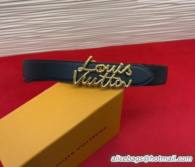 Well Crafted Louis Vuitton LV Script Belt 3cm in Monogram Canvas and Leather M4515 Black/Gold 2025