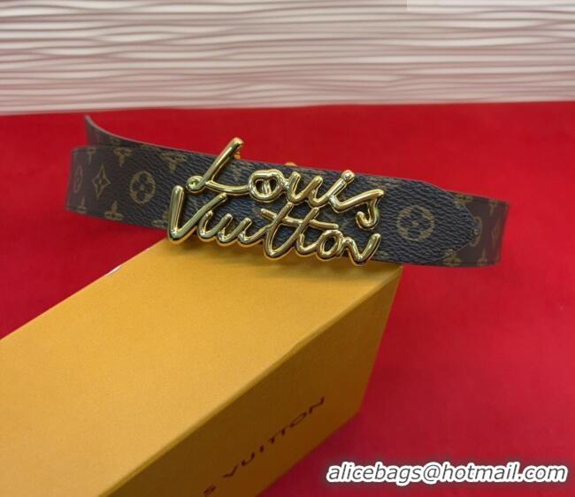 Well Crafted Louis Vuitton LV Script Belt 3cm in Monogram Canvas and Leather M4515 Black/Gold 2025