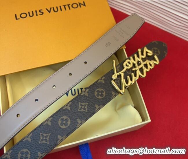 Reasonable Price Louis Vuitton LV Script Belt 3cm in Monogram Canvas and Leather M4515 Grey 2025
