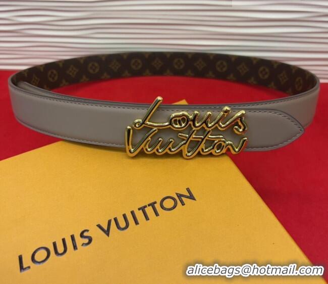Reasonable Price Louis Vuitton LV Script Belt 3cm in Monogram Canvas and Leather M4515 Grey 2025